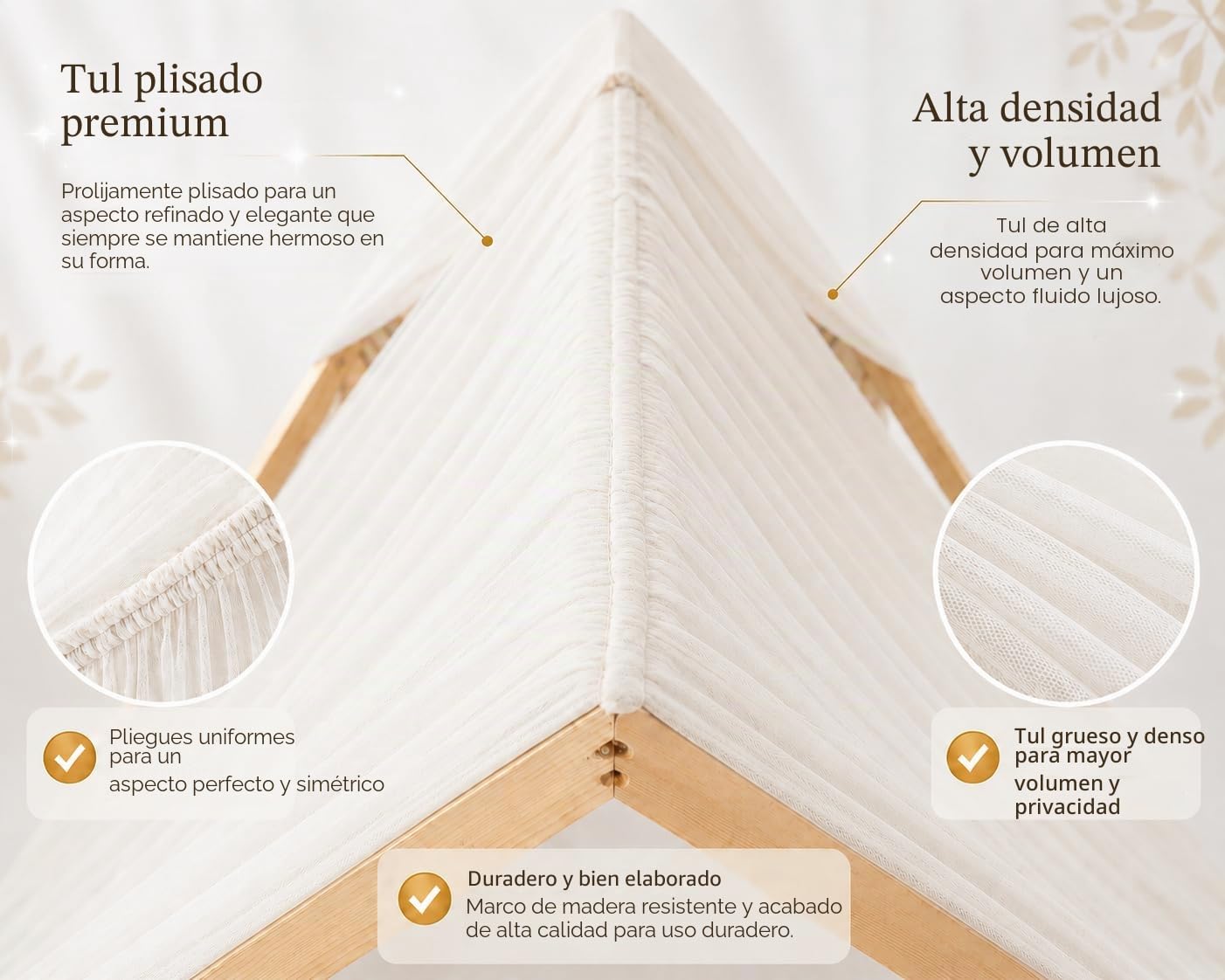 Baby Fancyroom - Dosel de cama para cuna, blanco/crema para habitación infantil, cortina de cama, dosel para niña, habitación de princesa (sin mariposas, 380 cm)