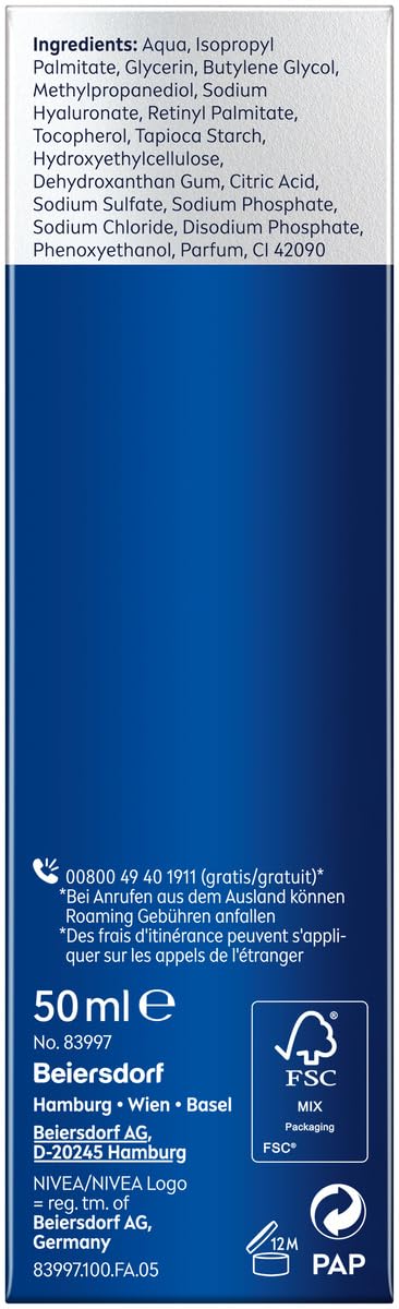 NIVEA MEN Hyaluron Przeciwzmarszczkowy krem-żel nawilżający do twarzy dla mężczyzn z kwasem hialuronowym i pro-retinolem, 50 ml