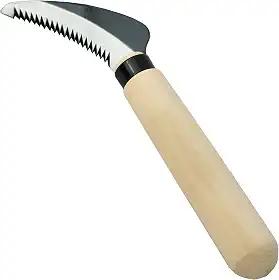 KAKURI Ferramenta manual de cortador de grama 19,3 cm [lâmina serrilhada], foice de faca manual para remoção de ervas daninhas, corte, colheita