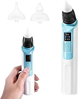 Elektrischer Nasensauger, Nasenreiniger Baby, Anti-Rückfluss Wiederaufladbar Nasensauger, Sanfte Nasenreinigung, Mit 6 Saugstufe & 2 Silikon Tipps Für Die Tägliche Baby-Pflege(Blau)