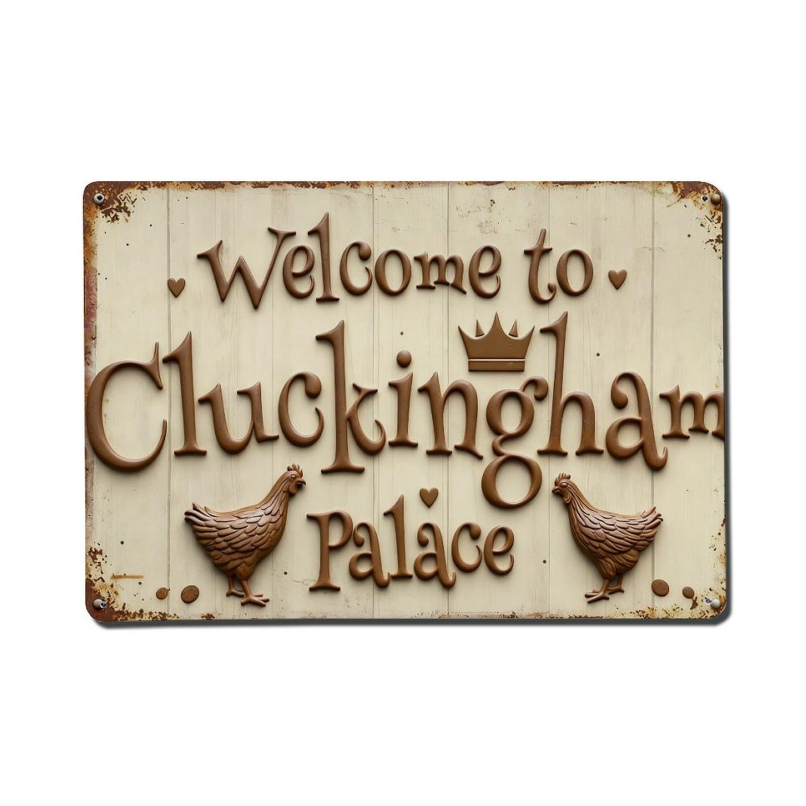 Iageret Vintage Welcome To Cluckingham Palace Metal Tin Sign Retro Wall Decor, Bar Garage Cafe Kitchen Home Wall Art Poster Decoration 8X12inches