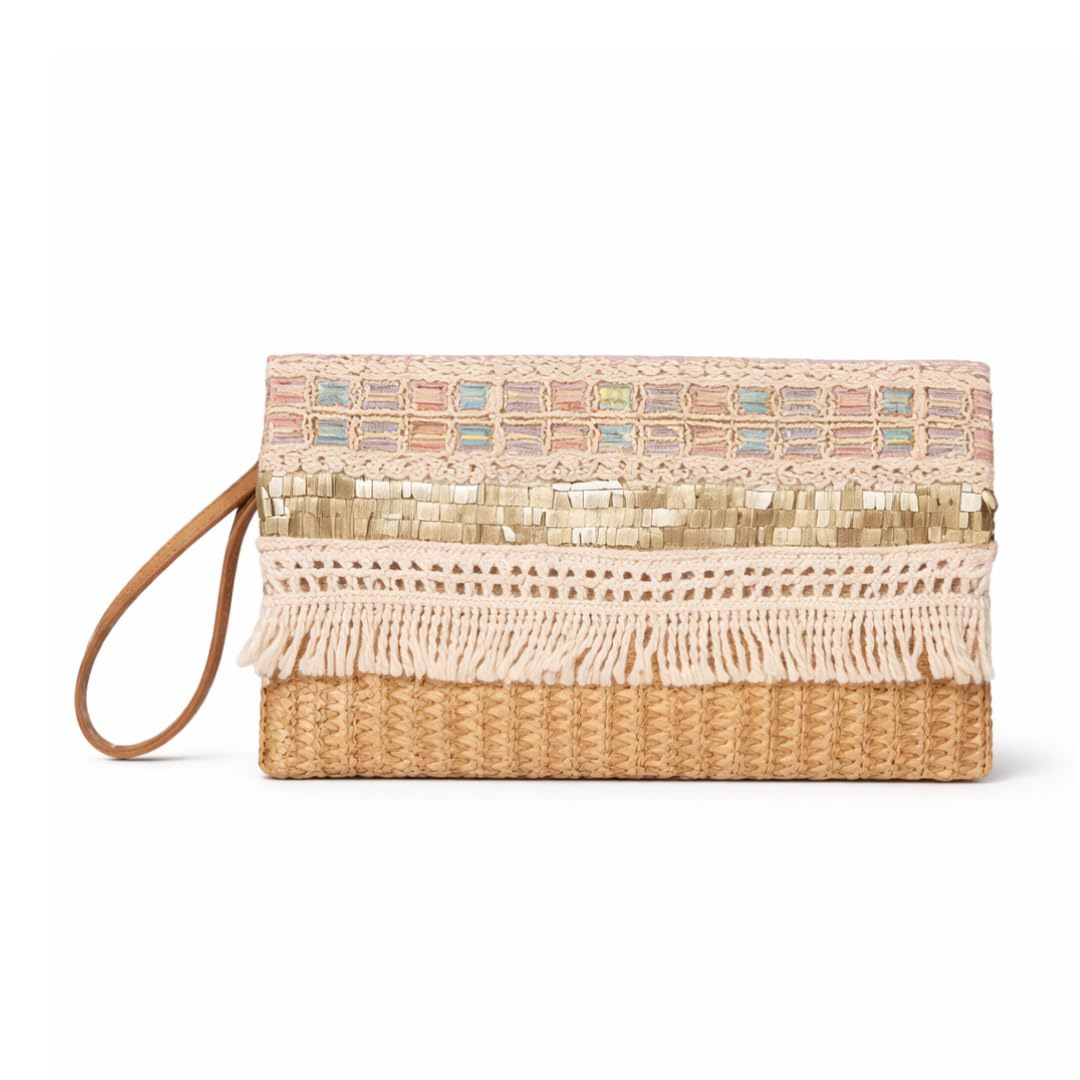 Brown Color Summer Straw Bag for Women Off White Straw Hand-woven Clutch, Wallet, hand Purse Handbag Bags for Travel For Women/Girls-image-47