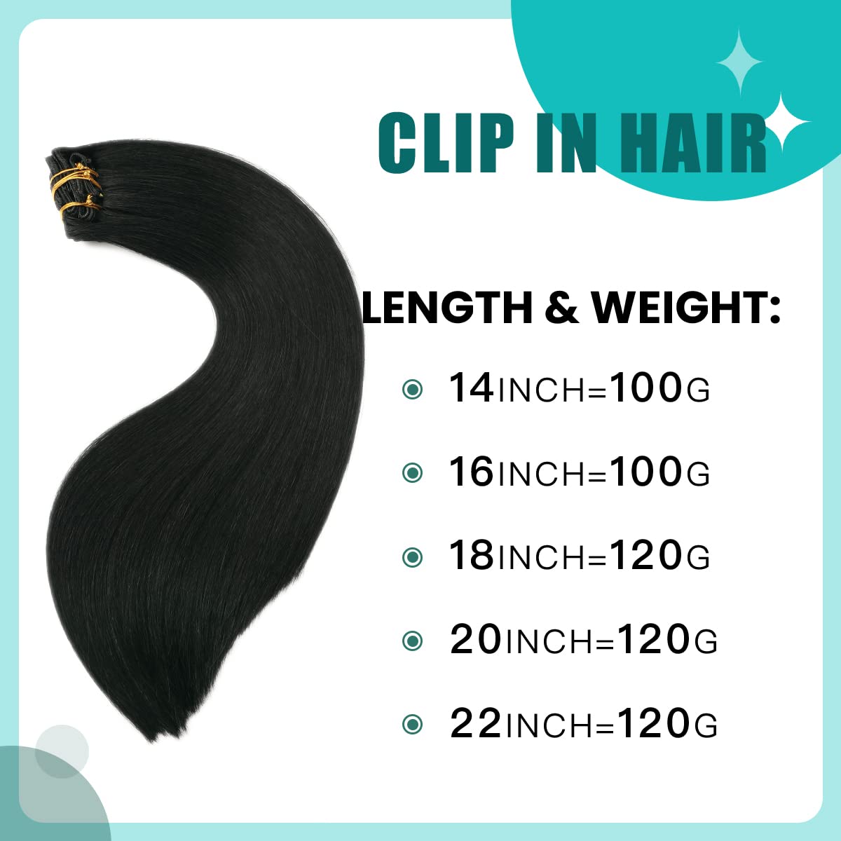 Las extensiones SURNEL de clip ofrecen cabello humano natural en un tono negro profundo.