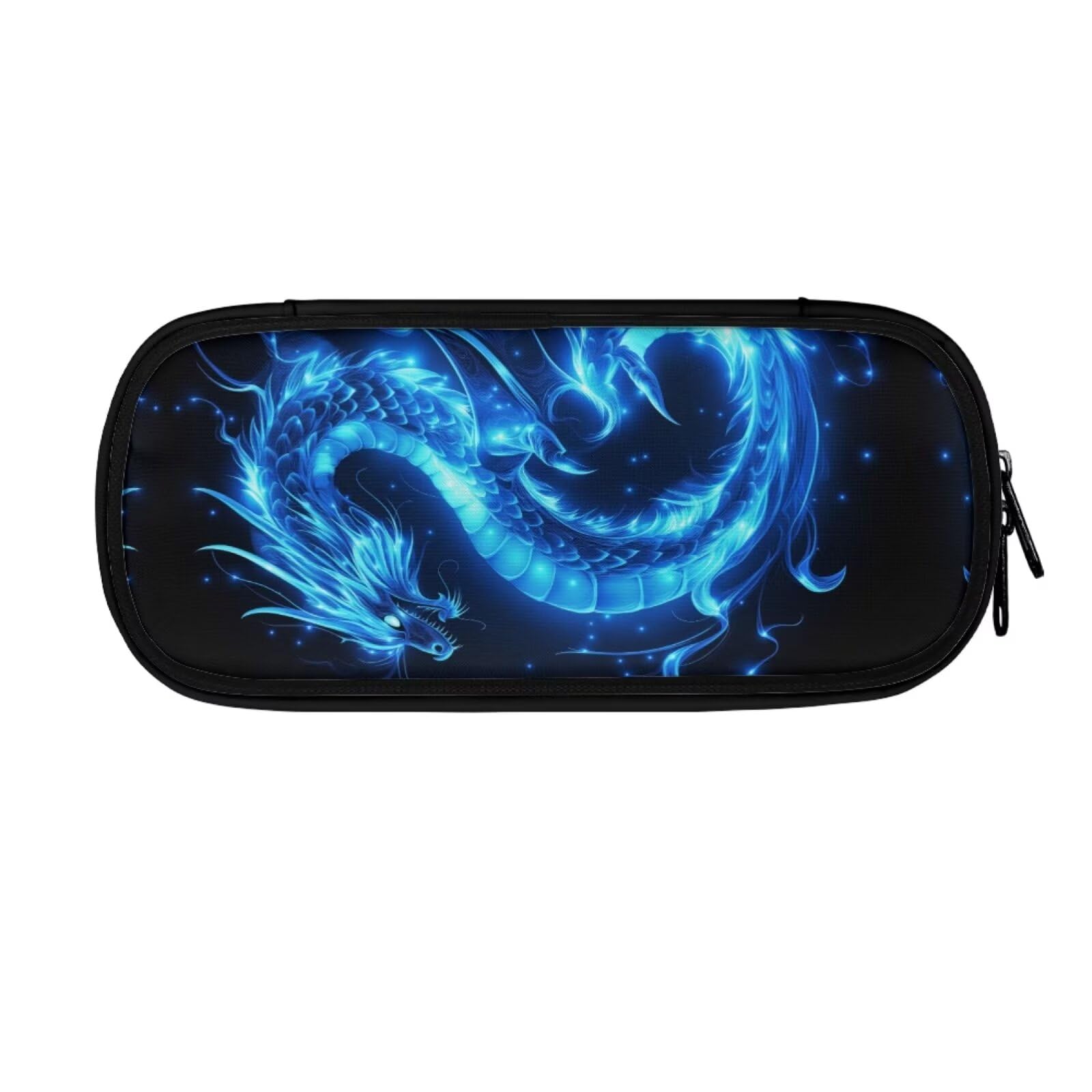 ASQVTIFE Kids Boys Pencil Cases for School,Dragon Pencil Bag with Compartments Big Capacity Blue Dragon Pencil Case for Boys Ages 8-12 4 Hole Binder Mesh Zipper Case Pen Bag Pocket