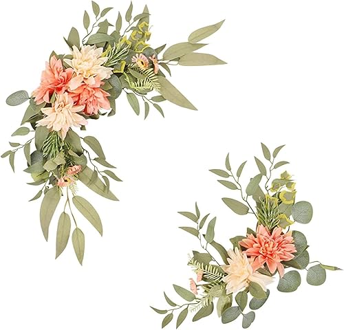 Juego de 2 piezas de flores artificiales con estampado floral de rosas y peonías de seda para arco de boda, arreglo de flores artificiales para
