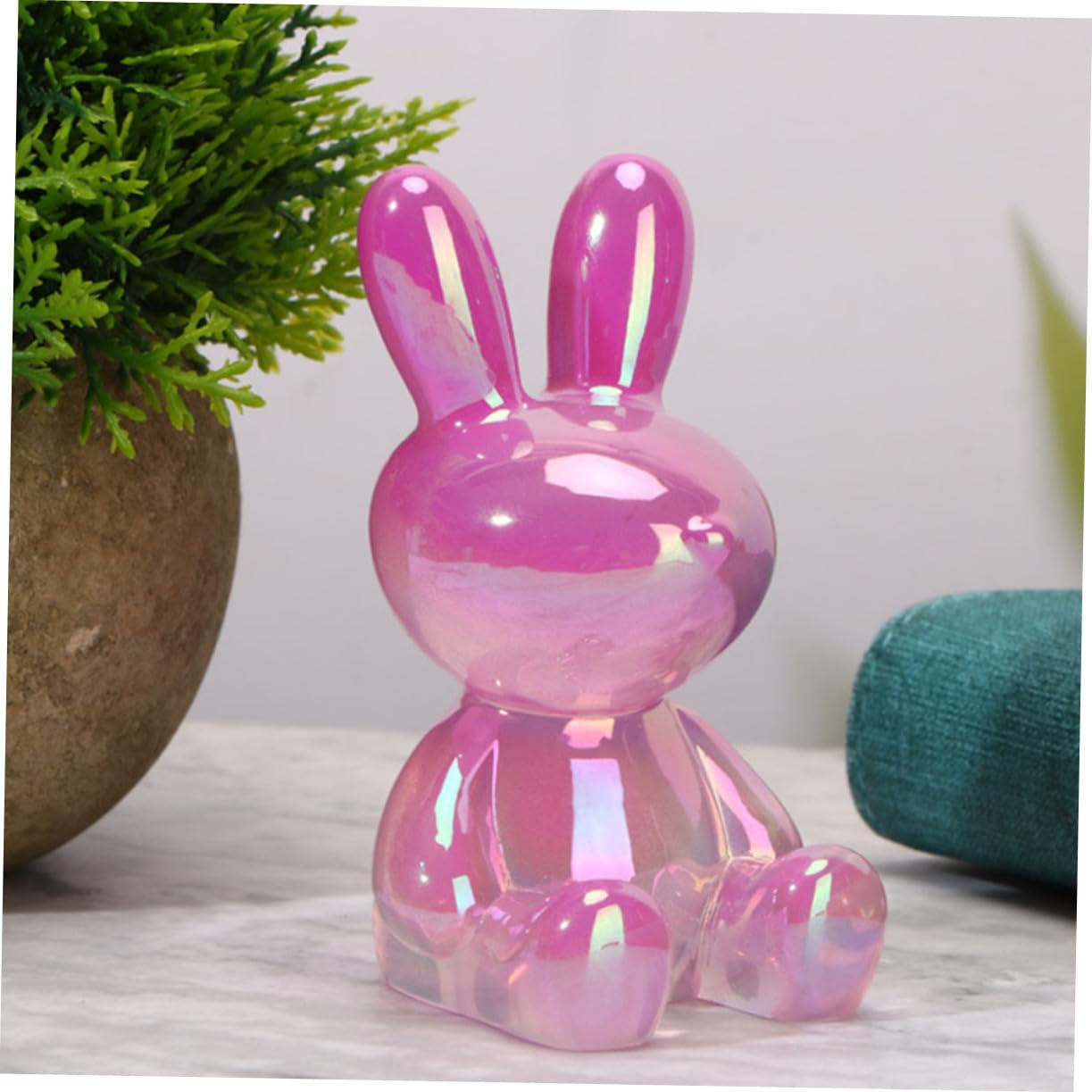 Toyvian 3pièces Ornement Résine De Lapin Transparent Moderne Figurine Décorative pour Table Décoration De Jardin Et Balcon Motif Unique Rose Pastel