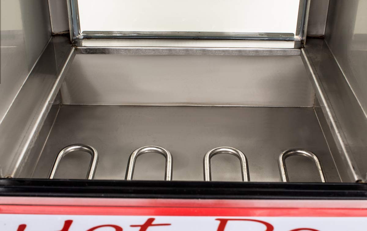Beeketal 'HDS-2' Profi Gastro Edelstahl Hot Dog Steamer Maker zum Erhitzen und Warmhalten von ca. 100 Hotdog Würstchen und 20 Brötchen, Hotdog Würstchenwärmer und Brötchenwärmer Imbiss Stand Gerät
