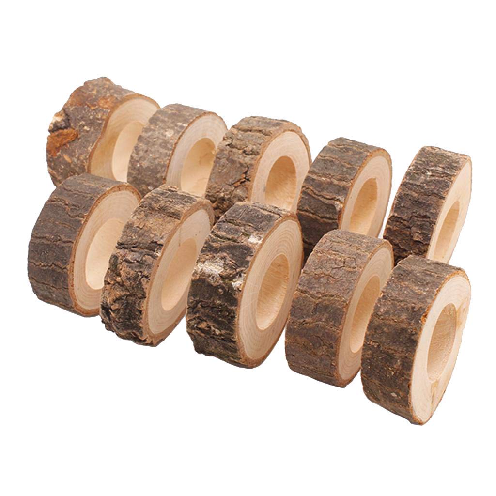 100 Stück Holz Baumstumpf Serviettenringe Serviettenhalter Papierhalter für Hochzeit Geburtstag Party Tischdeko