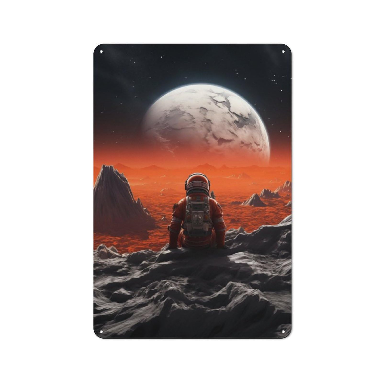 Junmoney Astronaut Space Rustic Metal Sign 30X20cm For Hallway Wall, For Collectors Of Rustic Metal Wall Decor