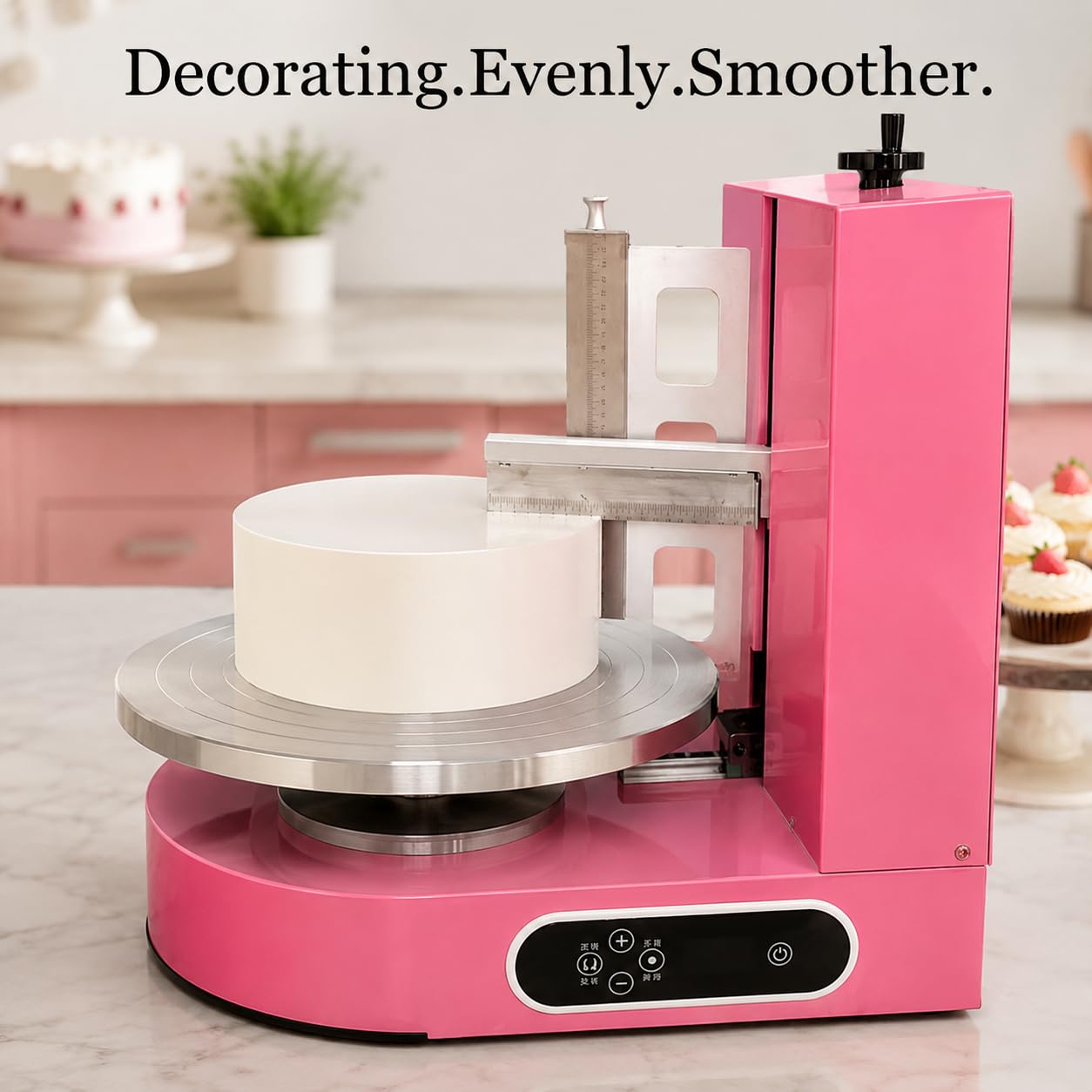Máquina de decoración de pasteles para pasteles de 4 a 12 pulgadas, herramienta de extensión de crema de mantequilla para alisar y recubrir, ideal para glaseado, raspado y acabado de pasteles
