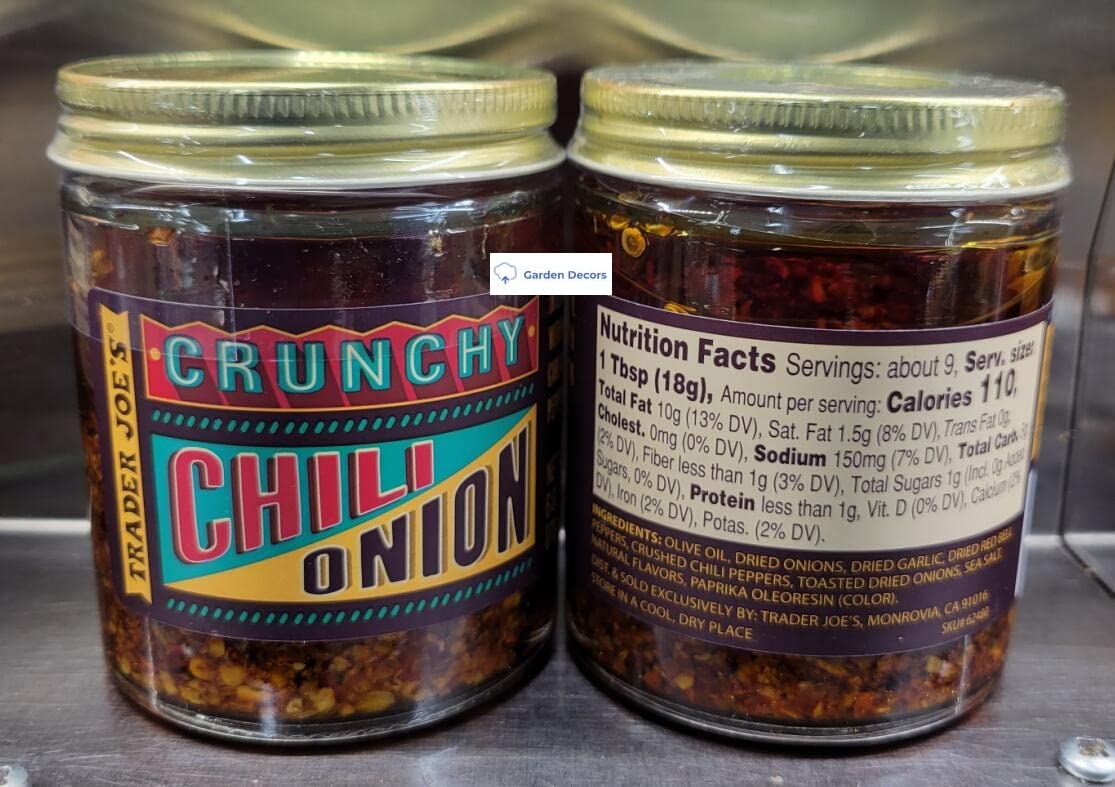 Trader Joe's2 Crunchy Chili Onion in Olive Oil with Dried Garlic and Peppers 6oz 170g (Two Bottles)
