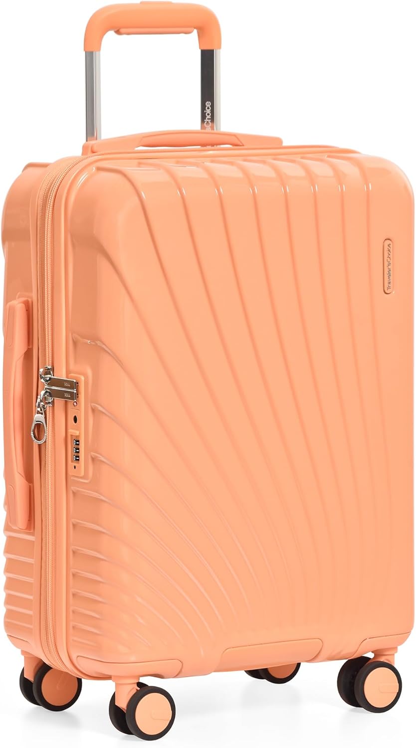 Traveler's Choice Phenom Hardside Spinner Luggage Set, TSA Lock, Tangerine, 3-Piece Set (21/25/29)