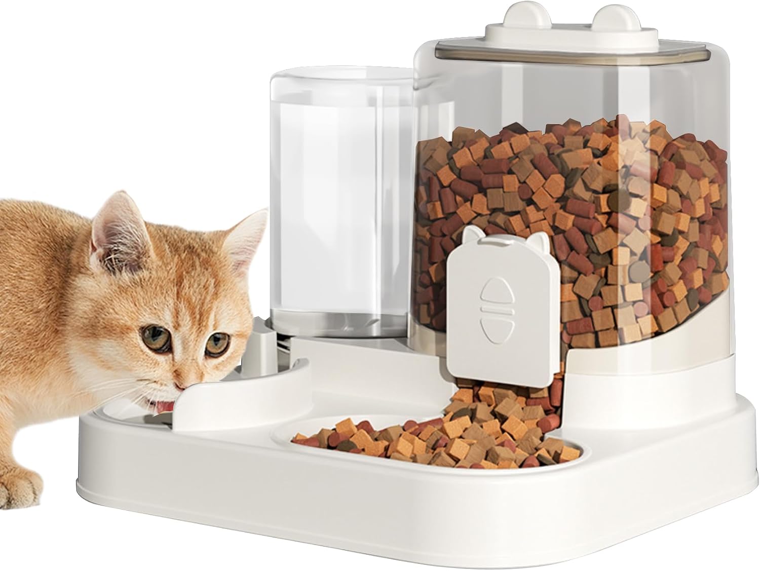 1.6L Auto Gravity Pet Feeder and 0.6L Water Dispenser Set, Automatic Cat Water Dispenser, Gravity Pet Feeder for Small Medium Dog Puppy Cat Kitten
