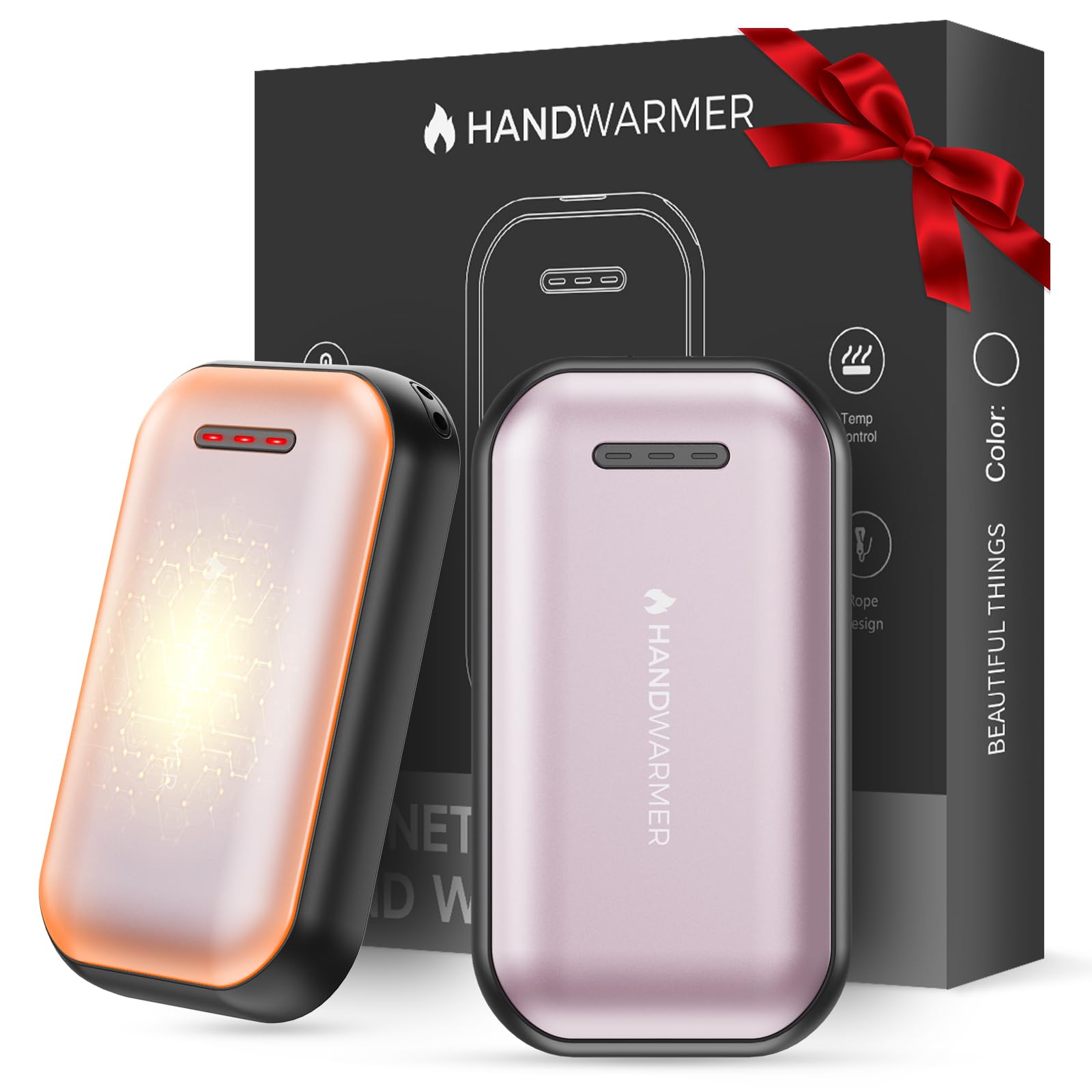 Fitabok Handwärmer Wiederaufladbar 2-Pack – 6000mAh Magnetischer Taschenwärmer, USB-C Elektrische Handwärmer Schnellheizung, Wärme-Therapie ideal für draußen, Jagd, Golf, Camping, Warme
