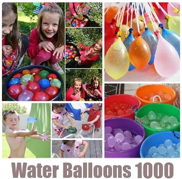 AILIFE Water Balloons Quick Fill β 1000PCS Refill Kit, Fast Fill & Self-Sealing Water Bombs for Kids & Adults, Outdoor Summer Games, Pool, Party & Backyard Fun (1000PCS) - 2