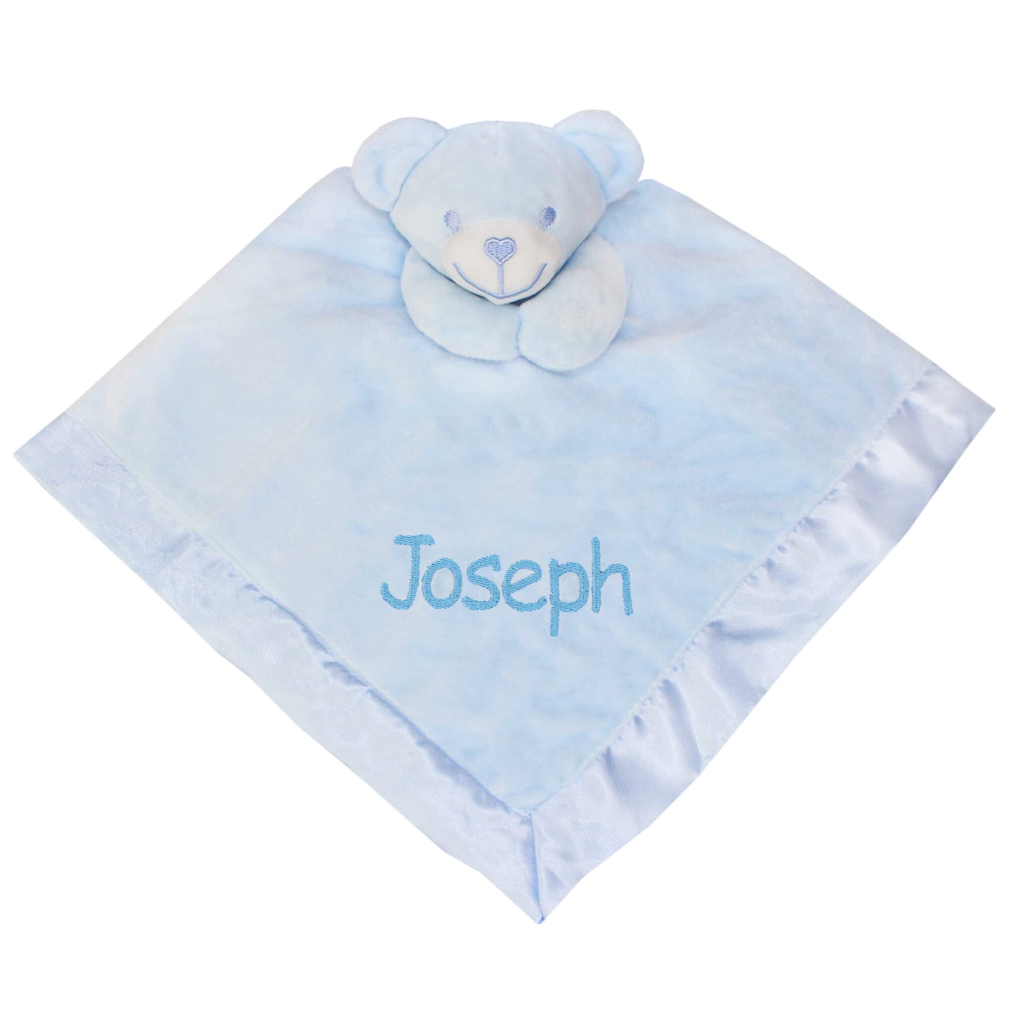 TeddyTs Personalised Blue Comforter Blanket with 3D Teddy Bear, M