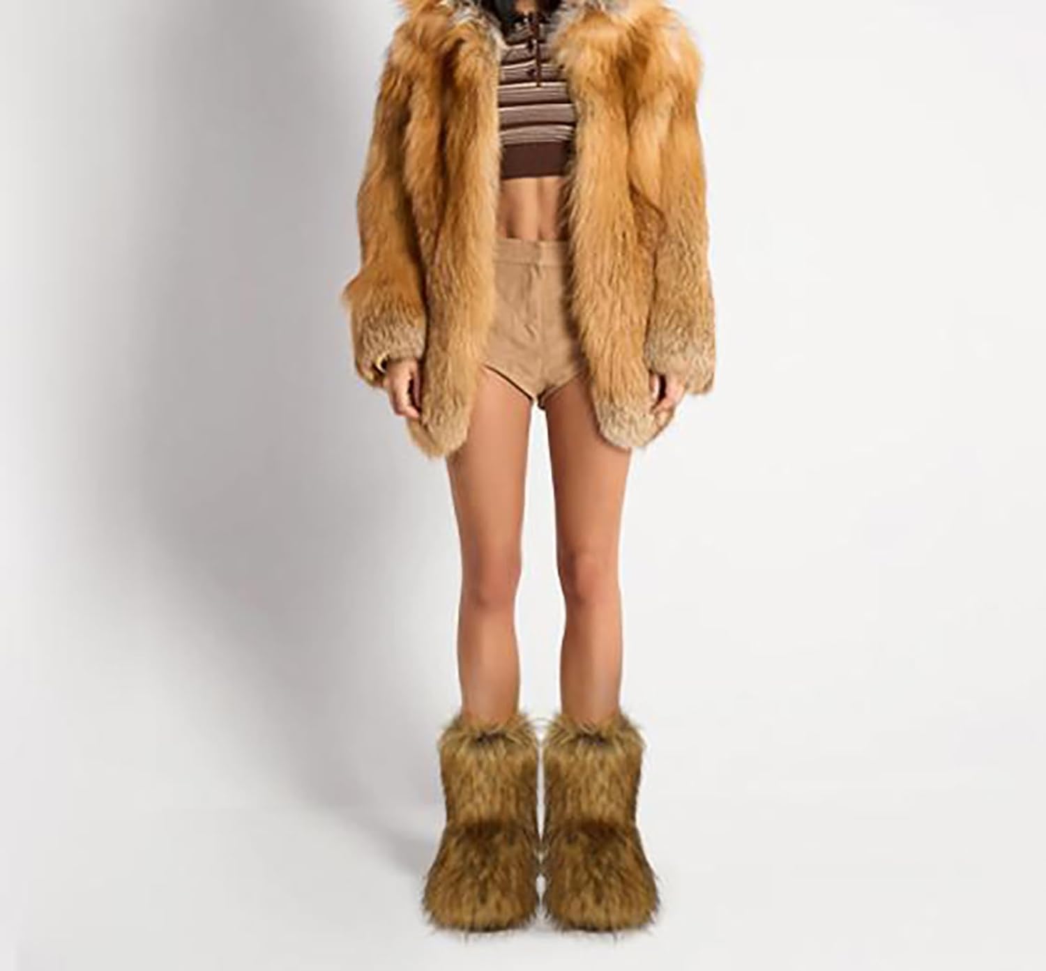 Wnshonzy Fur Boots for Women Snow Furry Fluffy Platform Flat Ankle Mini Boot Winter Round Toe Y2k Comfortable Mid-Calf Short Outdoor 2025 - Image 4