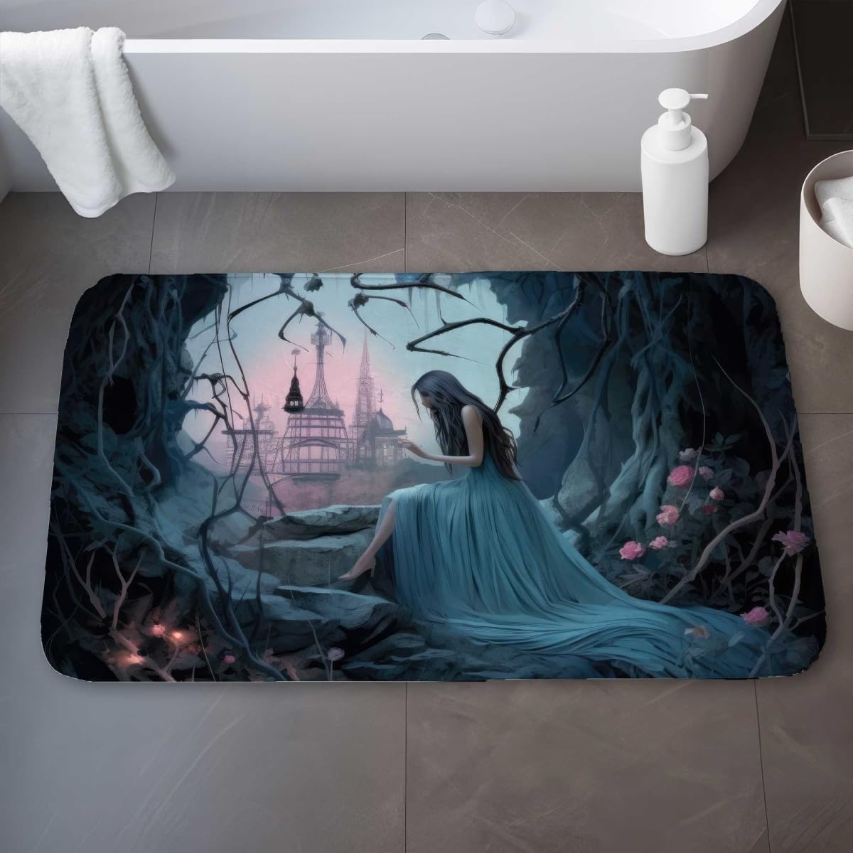 C1BM2134W0YXHB 21 x 34 in. Morose Cave Black Bath Mat for Stylish - Soft & Durable