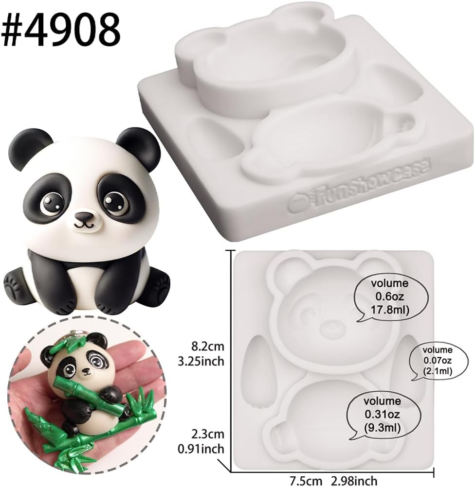 Fondant Mold Panda Woodland Animal Cake Topper 2.7 Inches Tall