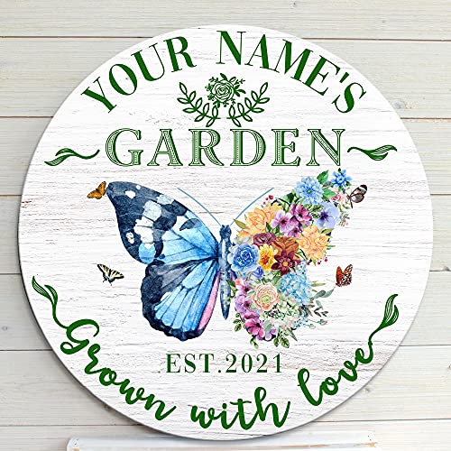 Memate Custom Garden Signs For Outdoor Decorative - Personalized Name, Year Printed Wood Sign For Flower Garden Decor And Accessories - Wooden Outdoor Plaque For Garden, Backyard, Patio, Farmhouse #TOP5