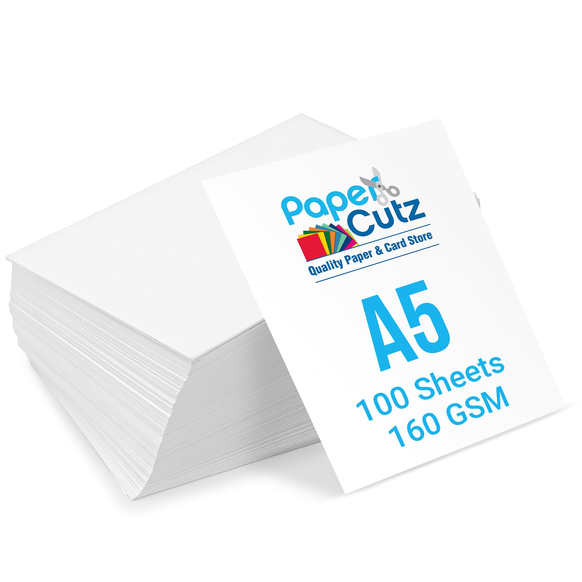 Papercutz A5 White Card Sheets (100 Sheets) (160 GSM), Smooth Double-Sided Matt Finish Printing Paper, Home & Craft Projects, Durable, Suitable with All Inkjet and Laser Printer