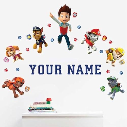 Oliver's Labels Calcomanía de pared personalizada de alta calidad para decoración de habitación de niños, despegar y pegar, extraíble (PAW Patrol)