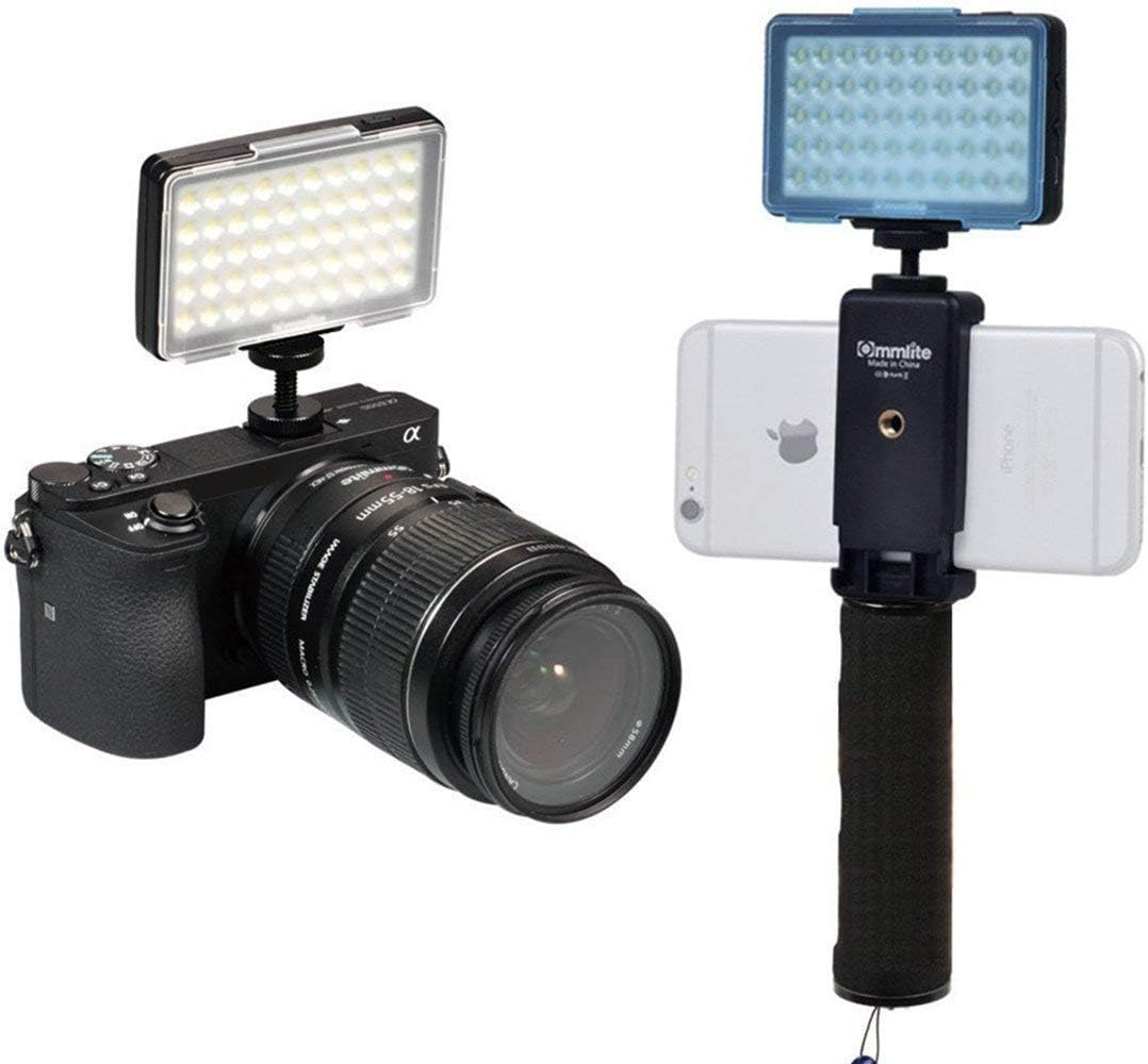 Commlite CM-L50 LED Camera Video Light, 50 LED 5700-6000K Dimmable Mini Panel Light for Smartphones and Cameras, fit for Canon, Sony, Nikon, iPhone, Samsung, Huawei Phones