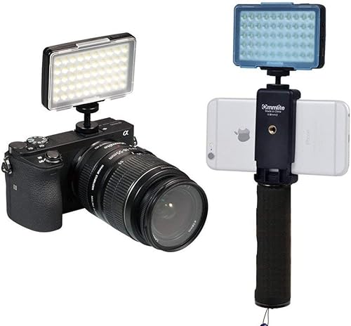 Commlite CM-L50 - Luz LED de video para cámara, 50 LED 5700-6000 K, regulable, mini panel de luz para smartphones y cámaras, apto para Canon, Sony,