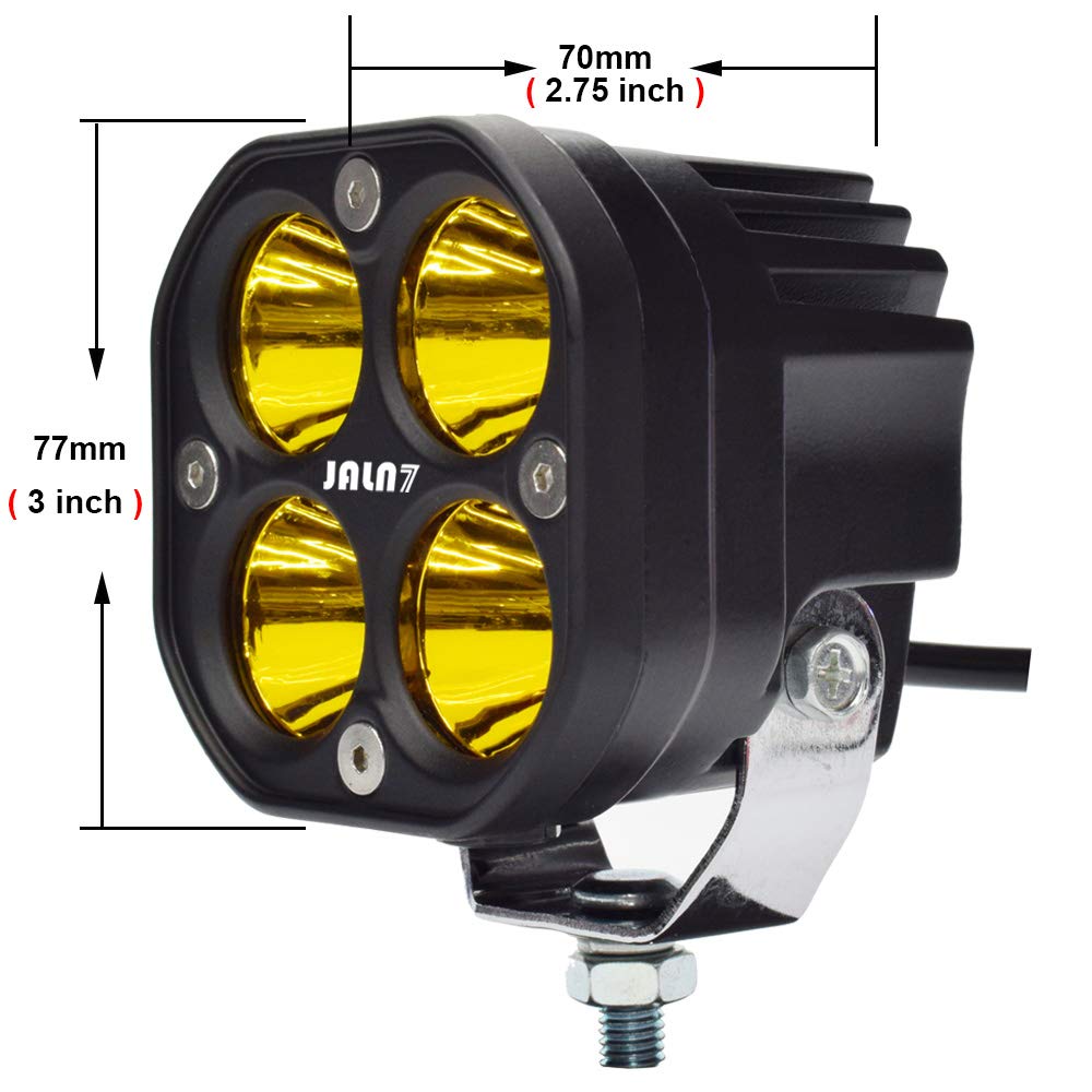 2Pcs LED Faro Delantero de Moto 40W Luz Antiniebla Foco de Trabajo Spotlight 12V 24V 4500lm Impermeable 4led Cuadrado Luz Amarilla para Tractor Coche Barco Camión SUV (Luz Amarilla)