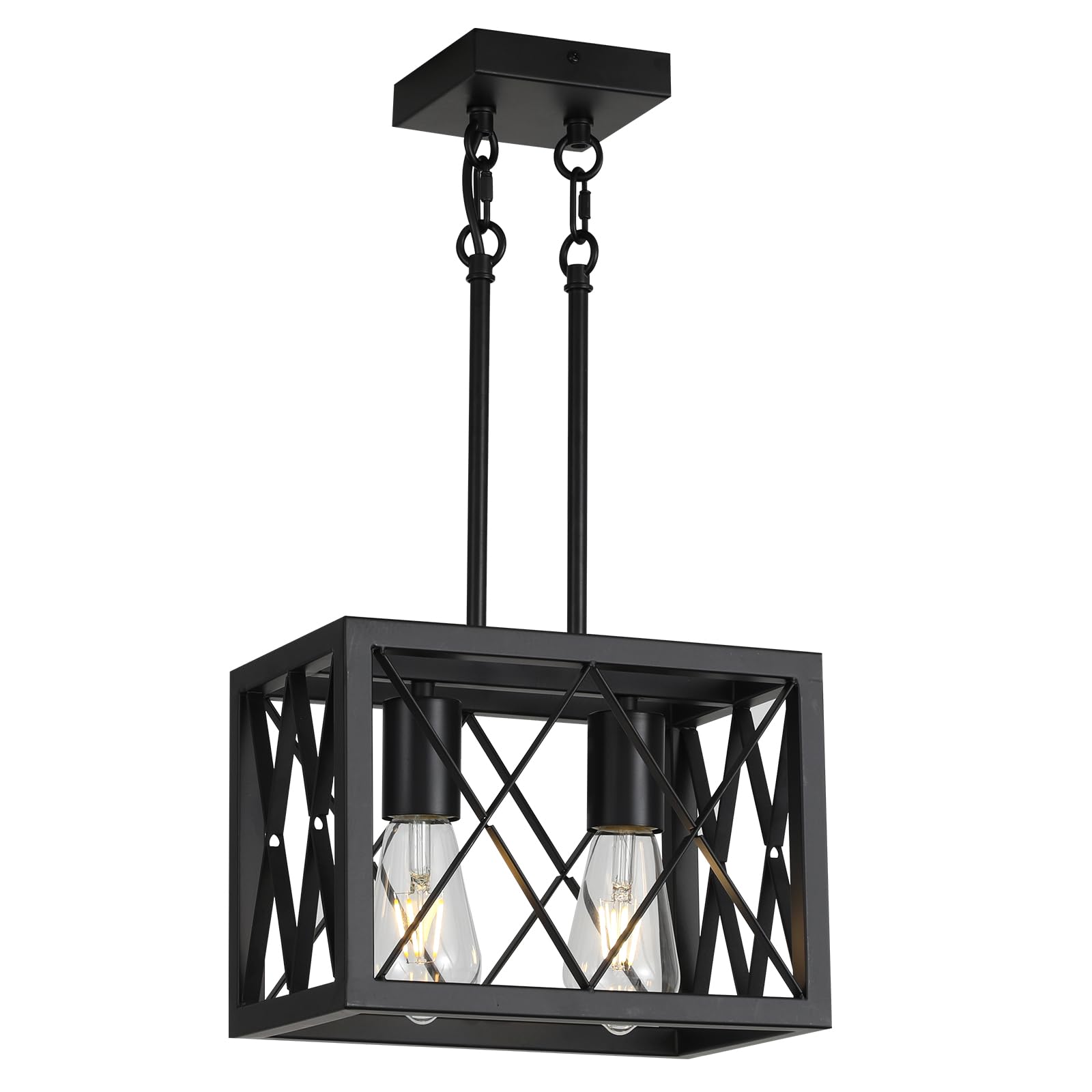 KEESFU Black Farmhouse Pendant Light 2 Lights Small Kitchen Lighting Fixtures Adjustable Height Industrial Dining Room Light for