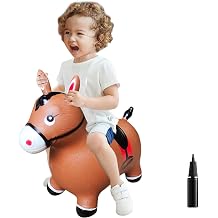 ZHUYNXIR نفخ نطاط لعبة الحصان، كيد القفز لعبة الحصان، طفل المفضلة القفز Toy.Perfect لعيد ميلاد، نطاط الحصان براون.