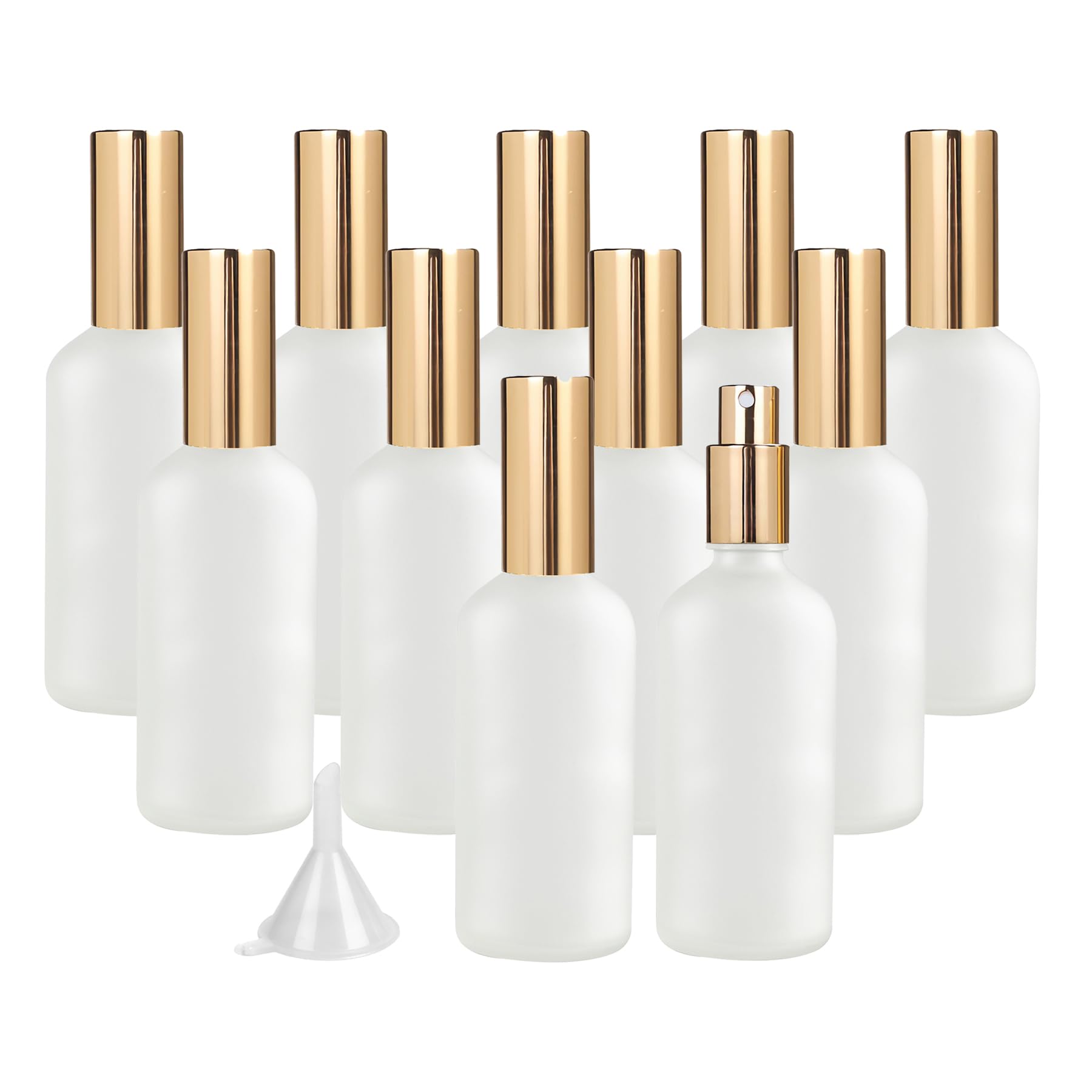 12 Pezzi 100ml Vuoto Bottiglie Atomizzatore Vetro Trasparente Opaco di Profumo con Tappi di Profumo flacone spray Con Sprayer per Vita Quotidiana+ 1 x imbuto