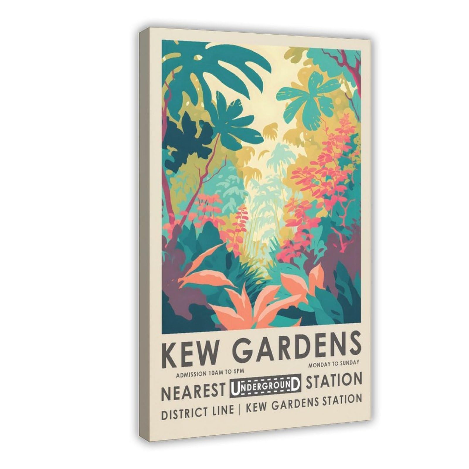 Mghdgd Kew Gardens, Retro Botanical, Kew Gardens Poster (3) Canvas Poster Bedroom Decor Landscape Office Room Decor Gift 12X18inch(30X45cm)