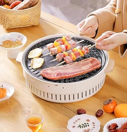 waqif Portable Charcoal BBQ Grill And Smoker, Sturdy Heat-Resistant Enough Capacity Grill For Outdoor Cooking Camping Picnics, Outdoor Cooking BBQ Grill Tea Maker, Water Boiler