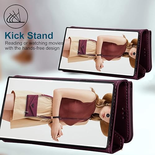 Miniatura 2 de Funda cruzada para Samsung Galaxy S22 Ultra (no S22) con tarjetero y tarjetero, funda con cordón ajustable para Samsung Galaxy S22 Ultra, color rojo