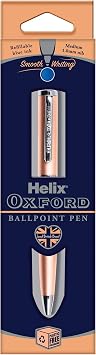 Helix Oxford Premium Rose Gold Ballpoint Pen Blue Ink - تغليف بلاستيكي مجاني