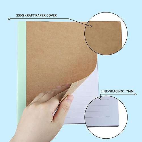 Miniatura 3 de Cuadernos de composición de papel kraft A5, diario a granel con rayas universitarias, 8.3 x 5.5 pulgadas, 30 hojas de 60 páginas, 40 paquetes
