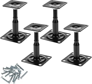 QWORK® 4 Stück Verstellbare Pfostenträger, 100–150 mm Dachstützen für Pergolen, Balkone, verzinkter Stahl, schwarz