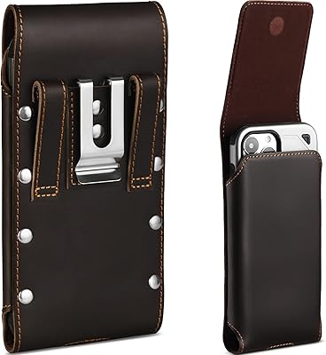 Gcepls Leather Phone Holster for iPhone 14 Pro Max, 13 Pro Max,iPhone 12 Pro Max, Galaxy S22 Ultra S21 Note 20, Magnetic Closure Phone Belt Clip Holder Pouch Cover Case (Fits Phone with Thin Case on)