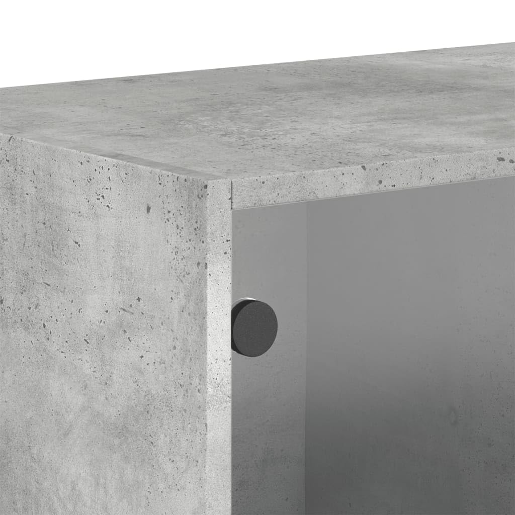 vidaXL Mobili a Muro con Ante in Vetro 2pz Grigio Cemento 68,5x37x35cm
