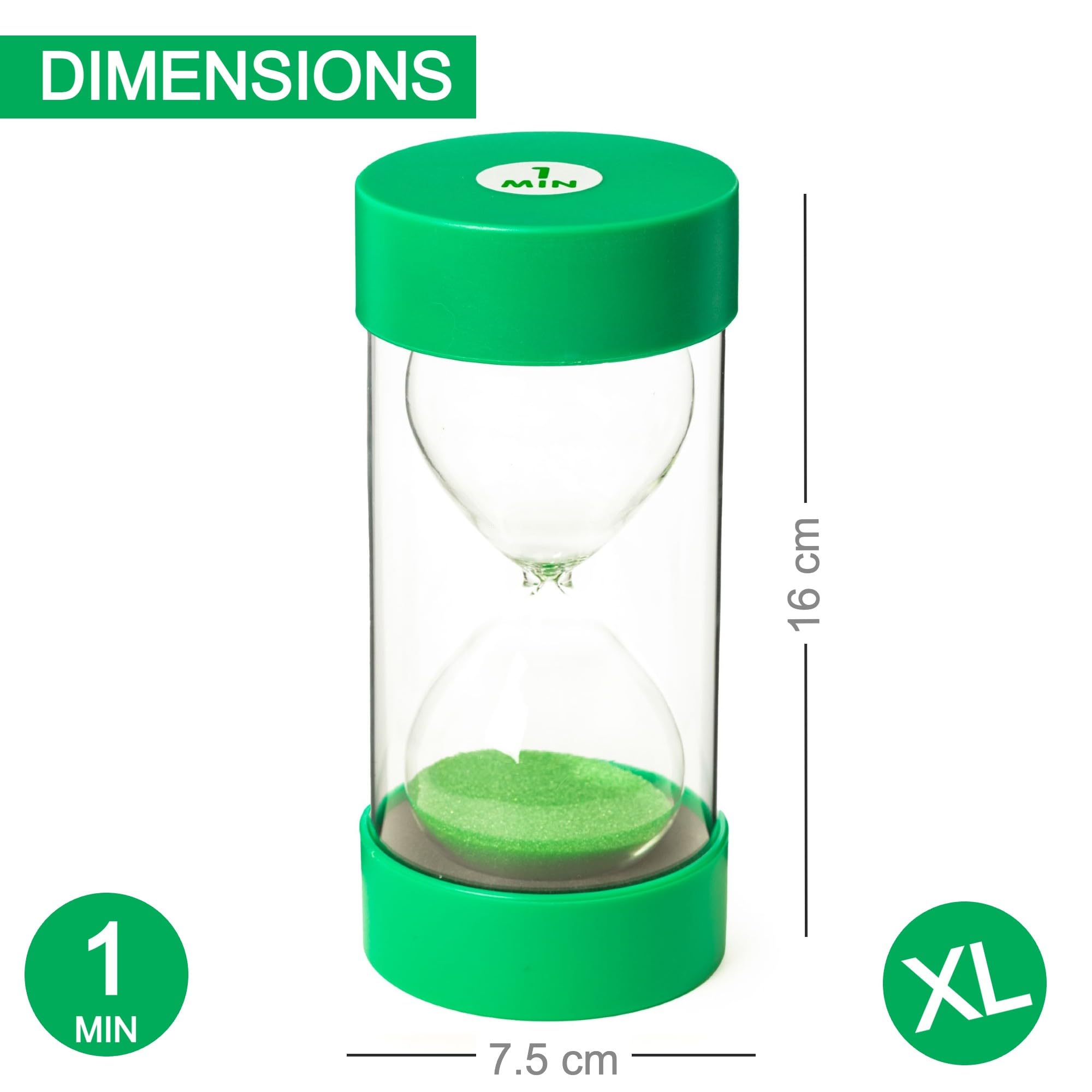Jumbo Sand Timer for Kids - Colourful and Attractive - Easy-to-Operate Visual Learning Tool (1 Min - Green) - Image 2