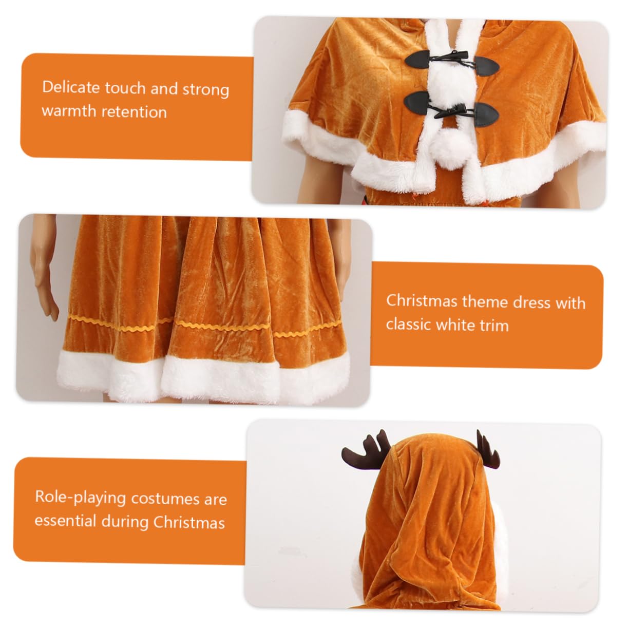 Homoyoyo disfraz de papa noel Día festivo víspera vestido de navidad de las mujeres co ropa de espectáculo de navidad adorable vestido de belleza de alce Poliéster