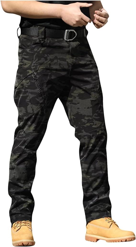 OIOLOYJM Military Cargo Pants for Men Hiking Relaxed Fit Work Waterproof Stretch Tactical Lightweight Outdoor Travel Pant