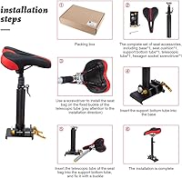 Vista 4 de YIYIBYUS Reemplazo de scooter eléctrico accesorio de asiento ajustable plegable sillín de perforación libre para xiaomi m365/pro /1S