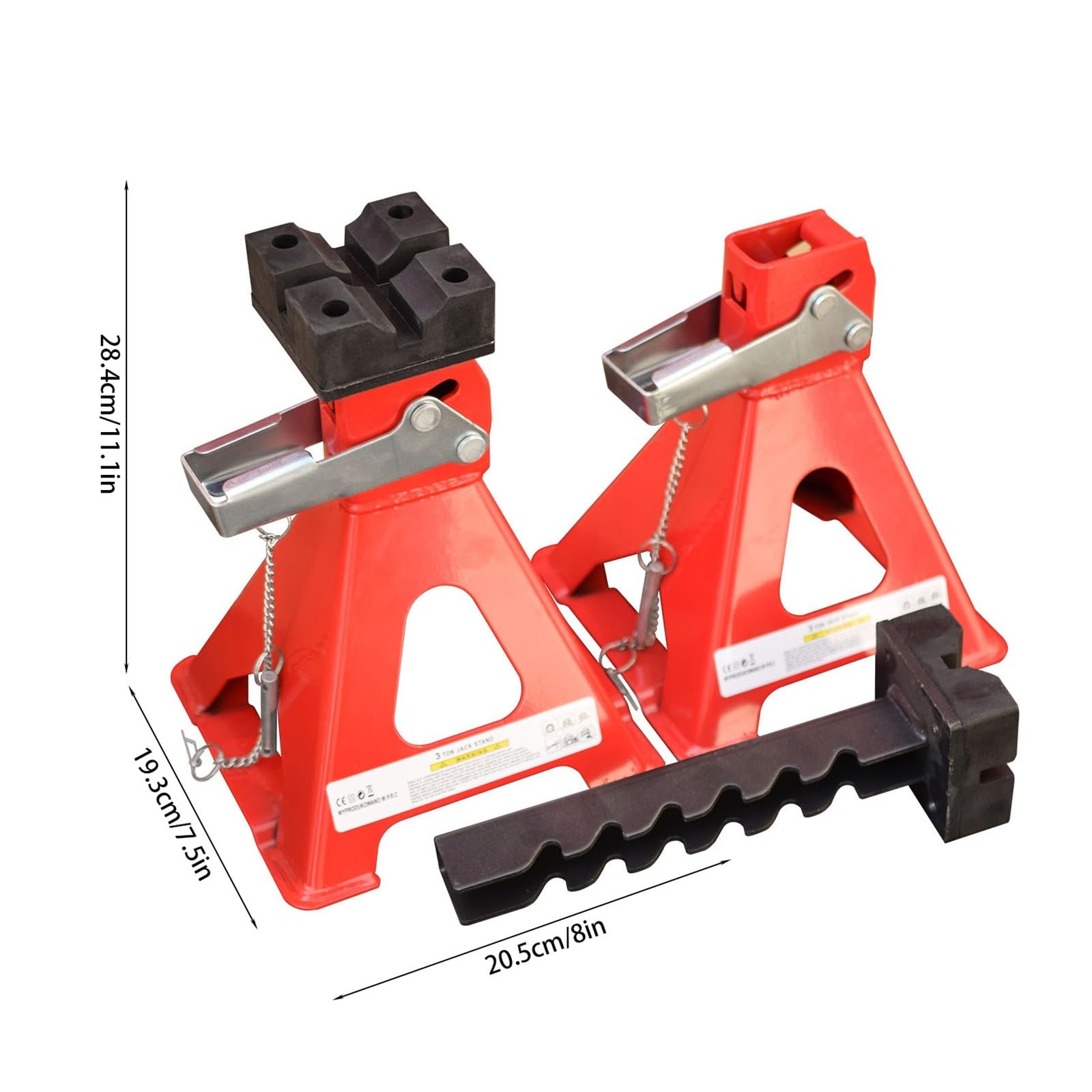 3-Tonnen Wagenheberständer mit Sicherheitsstift automatischer Stützverriegelung für professionelle Fahrzeugreparatur (Watermelon Red, 28.4cm)