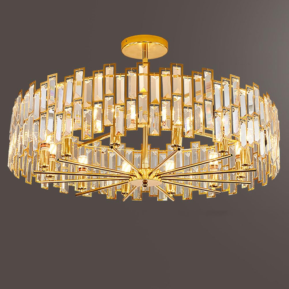 HXYSXHJUO E14 modern light luxury crystal lamp, simple living room chandelier, for bedroom dining fixtures,100CM