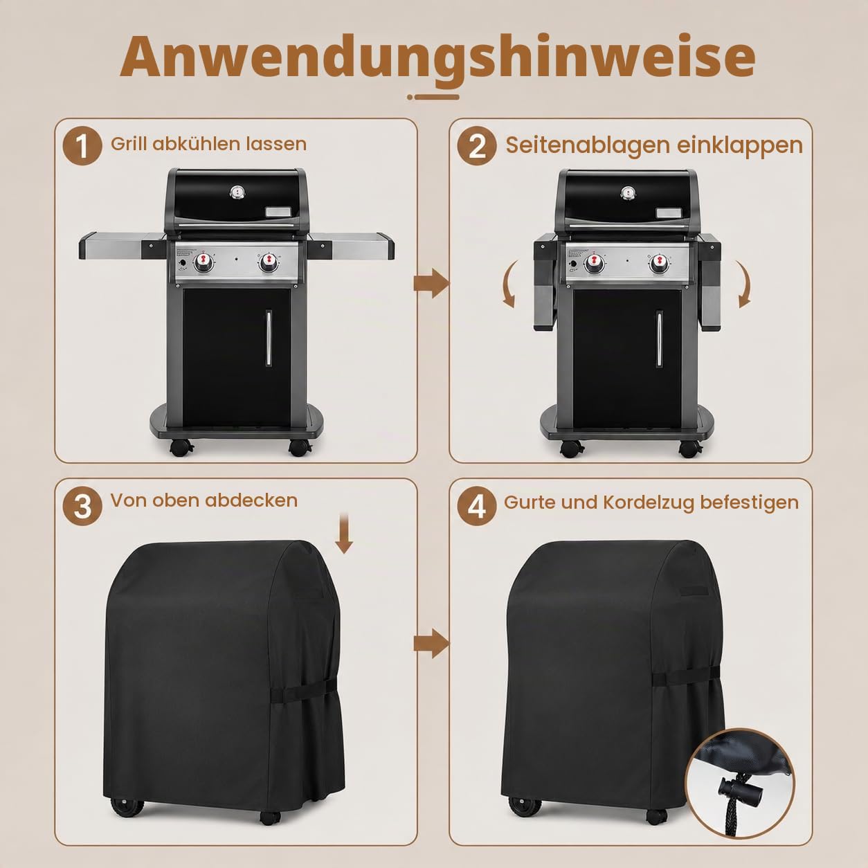 Grillabdeckung für Napoleon Freestyle 365 2022-2023 2024 2025 2026+, Wasserdicht Winddicht Robuste Grill Abdeckung Outdoor, Gasgrill mit Klappbaren Seitenablagen