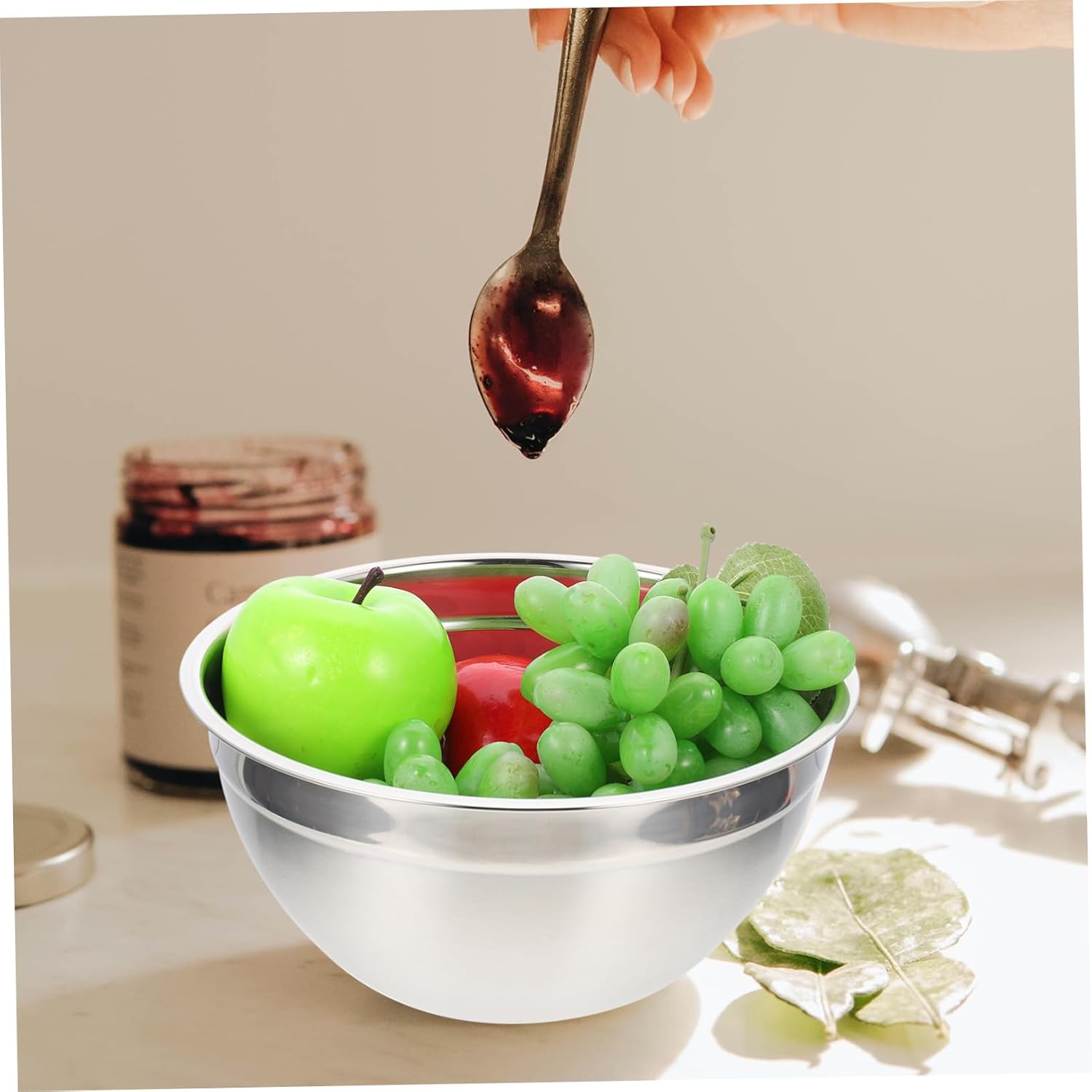 Stylish 4pcs Stainless Steel Mixing Bowl Set Lid for Salad Fruit Vegetable Serving