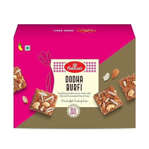 Haldiram?s Dodha Burfi 200g | Fresh Indian Traditional Mithai | Diary- Based Dessert | Finest Cashews & Almonds | Indian Sweets | No Added Colours or Preservatives | Festive Sweet Gift Box