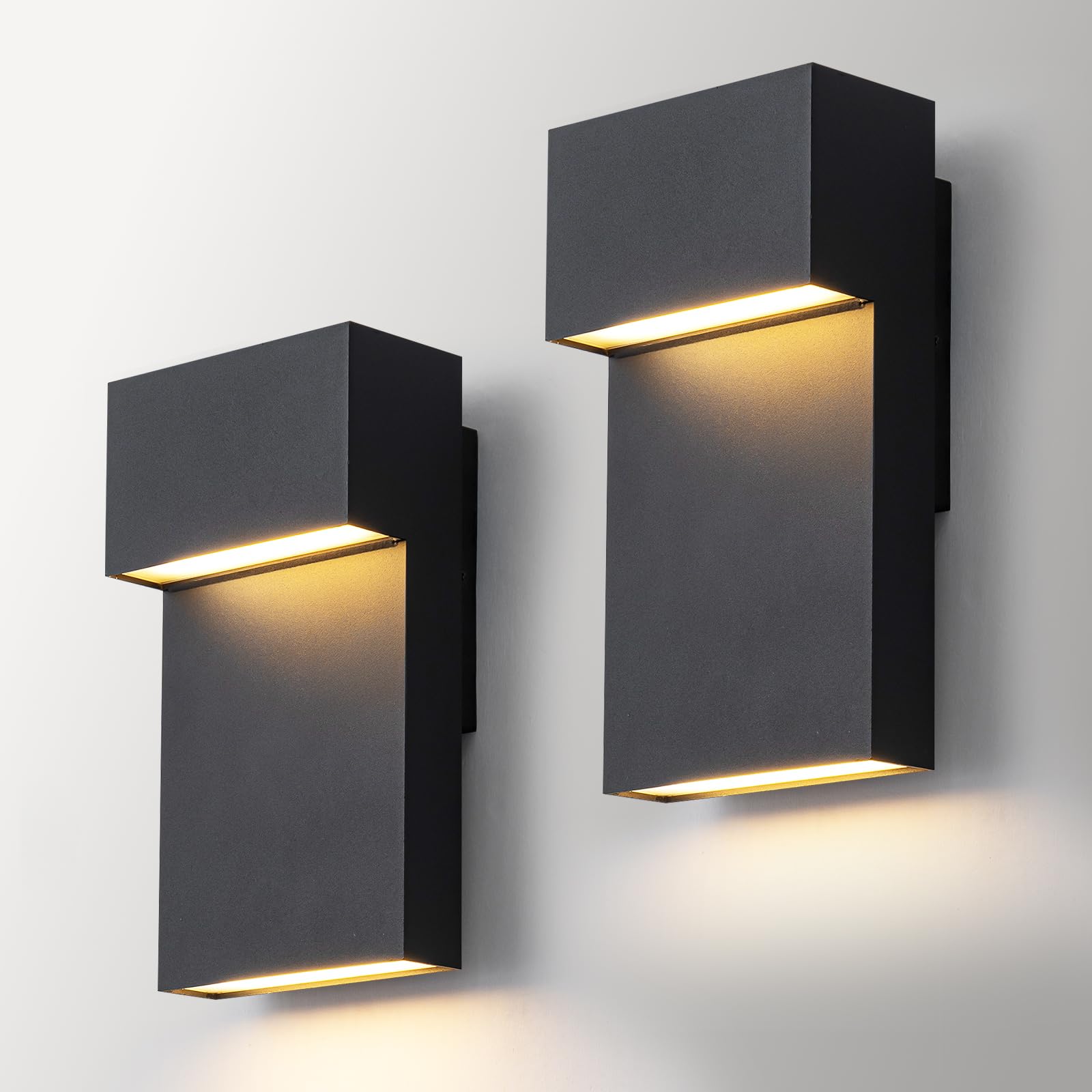 Photo 1 of Nigaut Black LED Outdoor Wall Lights, 2 Pack, 15W